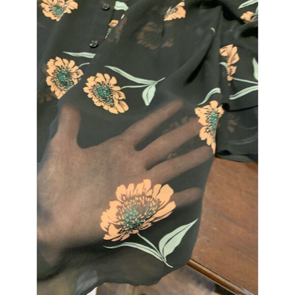 CAbi #5206 La Di Da Floral Sheer Ruffle Tiered Sleeve Blouse Size M - Picture 8 of 9